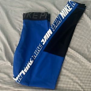 Blue Nike Pro Leggings
